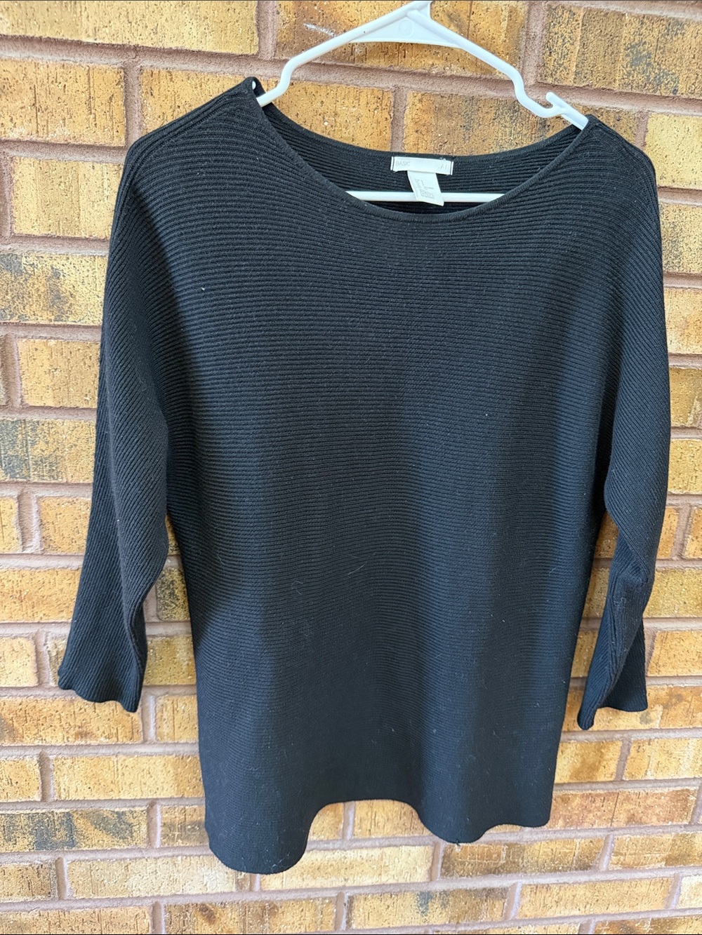 H&M Black Ribbed Scoop Neck Sweater